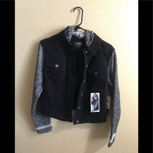 Black and Gray Jean Jacket Juniors size Medium